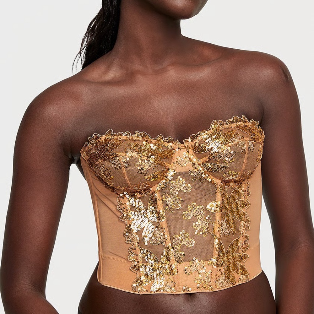 NWT Victoria's Secret Gold Floral Bustier